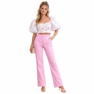 Zara Pink High Rise Flare Pants Tailored S